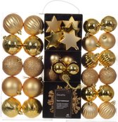 Decoris kerstballen en kerstornamenten - 40x - kunststof - goud - mix