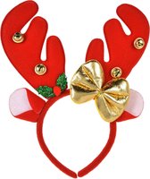Christmas Decoration kerst diadeem/haarband -rendier gewei strik- rood