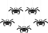 Partydeco - Papieren spinnen - 27 x 17 cm - 5 stuks - Halloween - Halloween Decoratie - Halloween Versiering