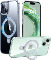 Torras geschikt voor iPhone 15 Pro Max Magsafe hoesje met Kickstand standaard - Clear Transparant
