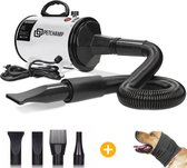 PetChamp Professionele Hondenföhn met 4 Opzetstukken - Waterblazer voor honden - Inclusief oorbeschermer geluidsdemper - 2800W Power - Stil design - Wit