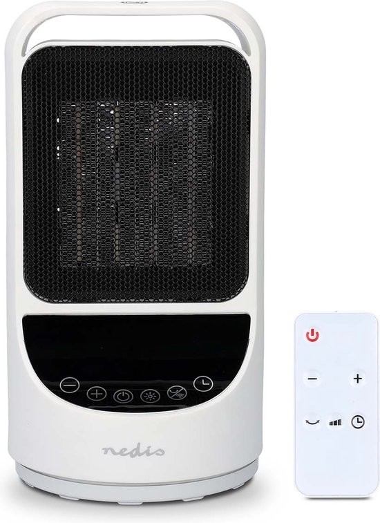 Nedis SmartLife keramische PTC-ventilatorkachel - Wi-Fi - 1500 W - 2 Warmte Standen - Zwenkfunctie - Display - 10 - 49 °C - Android / IOS - Wit