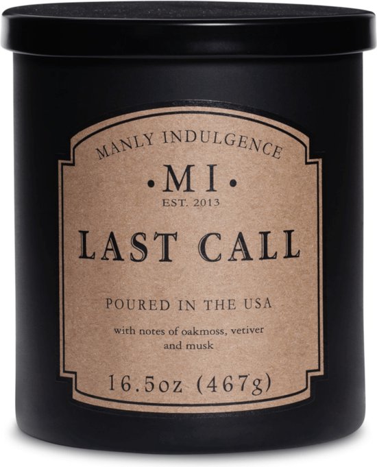 Colonial Candle - Manly Indulgence Classic - Last Call - met noten van eikenmos, vetiver en musk - mannelijke geurkaas Zwart
