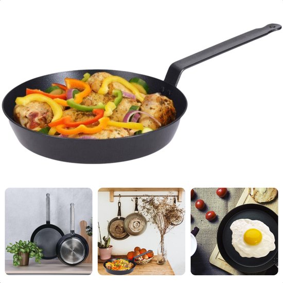 Poêle Cheqo® 24 cm - Poêle à frire - Manche en métal - En aluminium forgé - Épaisseur 3 mm - Revêtement antiadhésif - Tous feux - Compatible induction - Longueur totale 45 cm