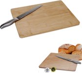 Cheqo® Brood Snijplank - Snijplank voor Brood - Stokbrood Snijplank - Stokbrood Snijden - Met Broodmes - Kartelmes - Bamboe - 36x26x1.5cm