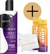 Devoted Creations - White 2 Black Violet + 2 Your Sun Shots + 2 Verfrissingsdoekjes