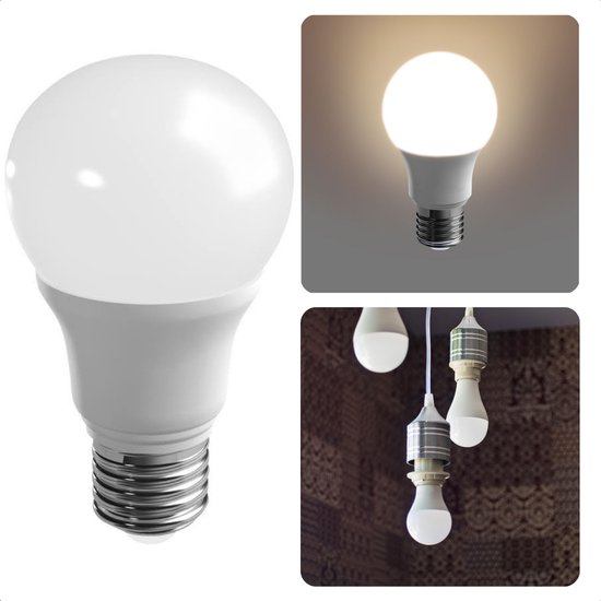 Cheqo® LED Lamp E27 - Warm Wit Licht - Dimaar - 6.6W