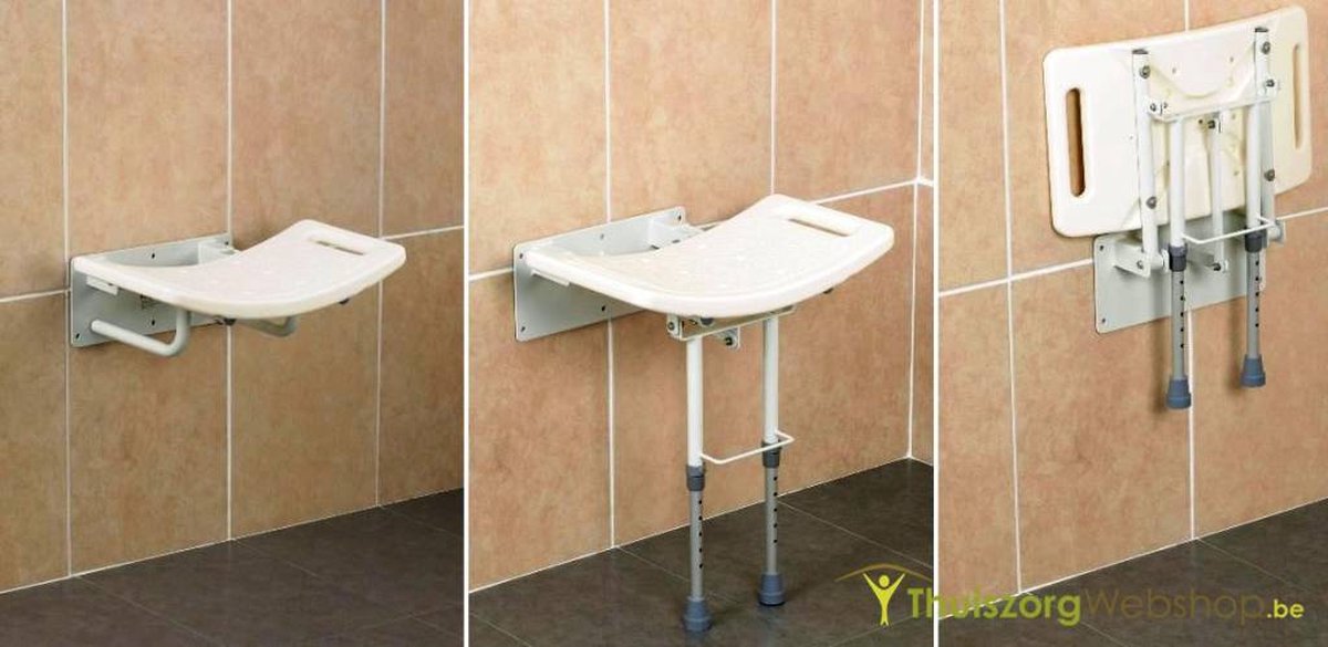 Adhome Douchezit met handvatten Voor muurbevestiging - Zonder steunpoot