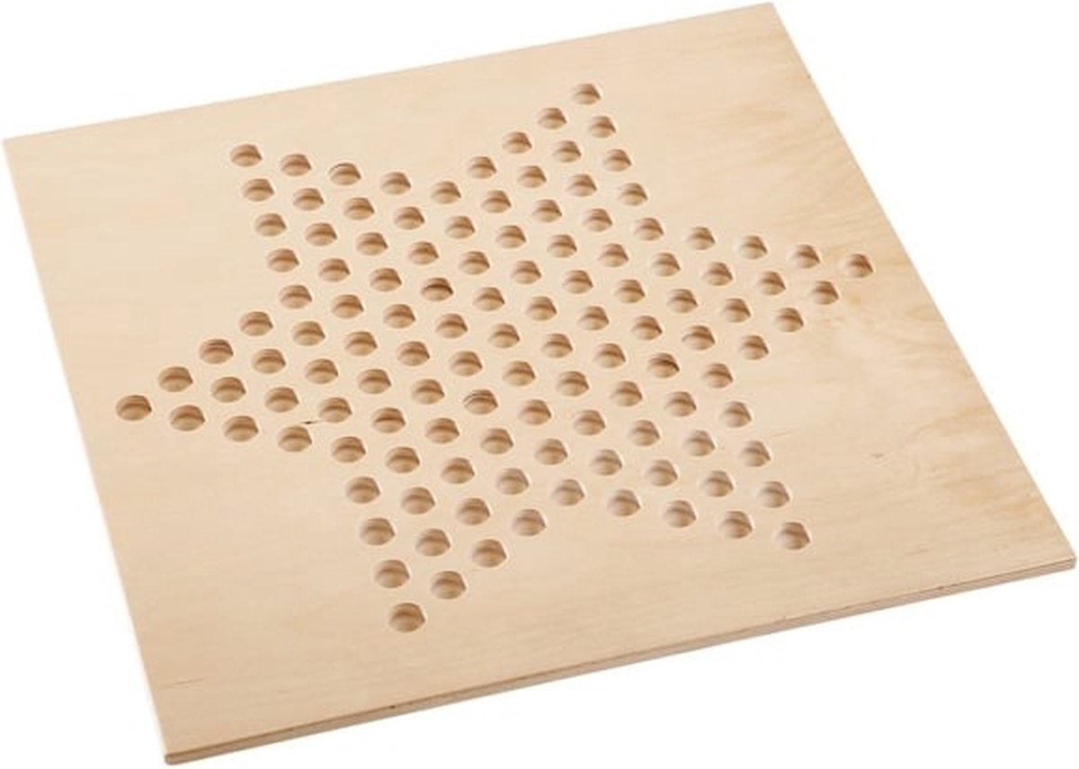 Pennenbord hout: groot bord 25 x 25 cm voor 100 pennen van 18 mm Ø