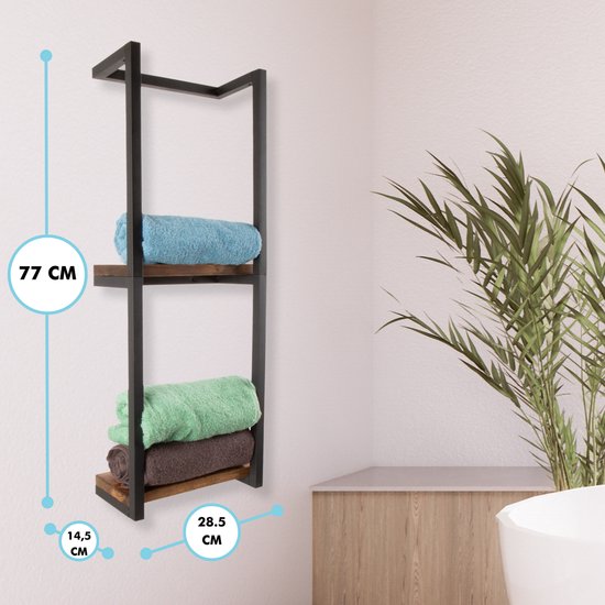 LDvalue Handdoekrek - Handdoekhouder Badkamer - Wandplank Hout ...
