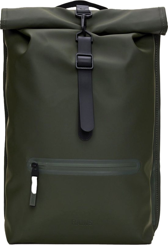 Rains Rolltop Backpack W3 Unisex Rugzak - Green - 13 Liter