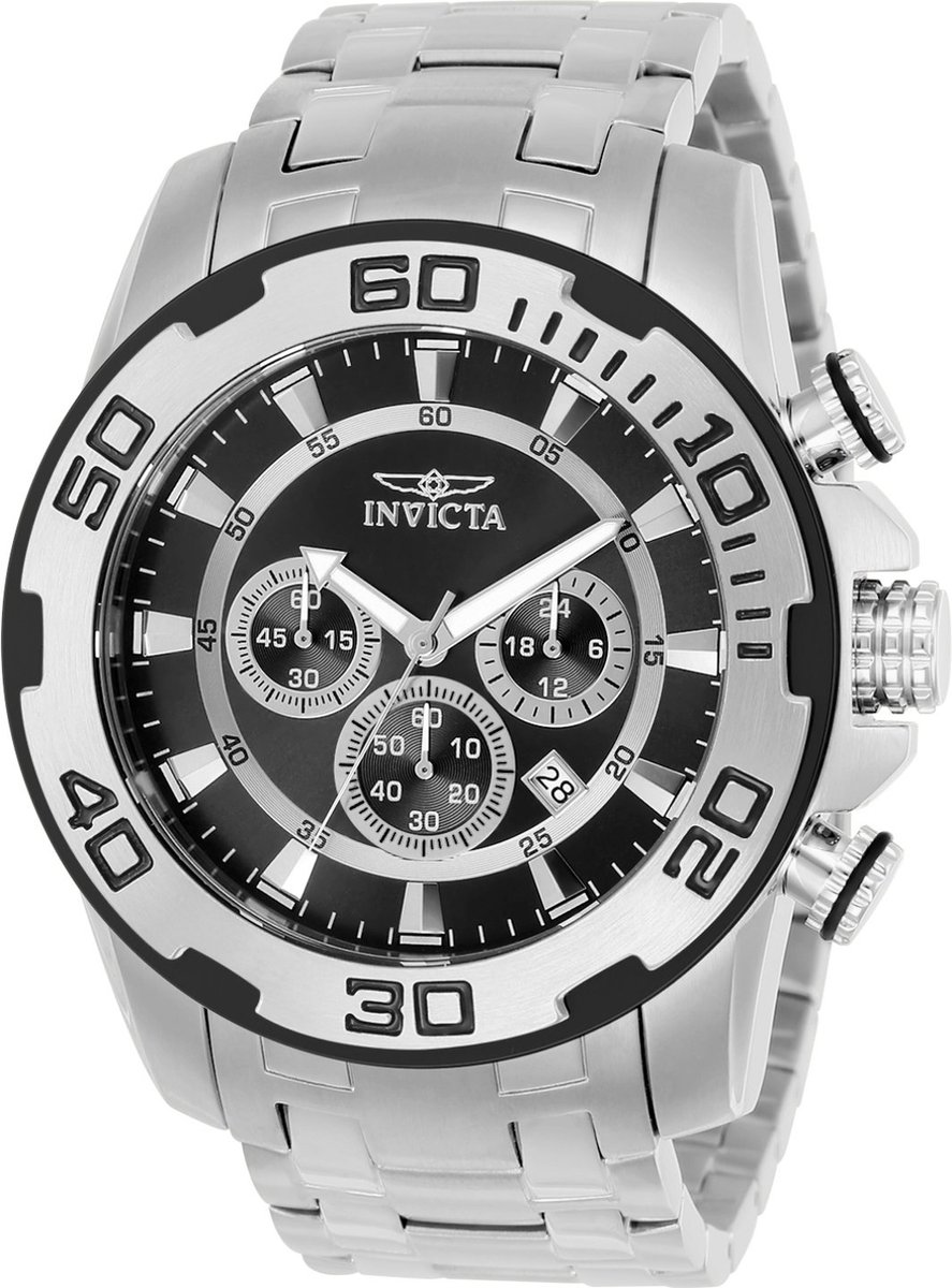 Invicta Pro Diver - SCUBA 22318 Heren Horloge - Waterdicht - Analoog - Quartz Uurwerk - Roestvrij Staal met zwarte Wijzerplaat - 50mm