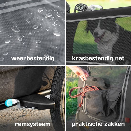 TrevoPet - Hondenfietskar - Hondenkar - Hondenfietskar Opvouwbaar - Hondenfietskar voor Kleine en Grote honden (max. 30kg) - Honden Fietskar - 2-in-1 Hondenfietskar voor Fiets naar Hondenbuggy - Hondenwagen - Geschikt voor E-Bikes en Normale Fietsen