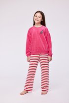 Woody pyjama meisjes -roze - kalkoen - 232-10-PDV-V/388 - maat 104