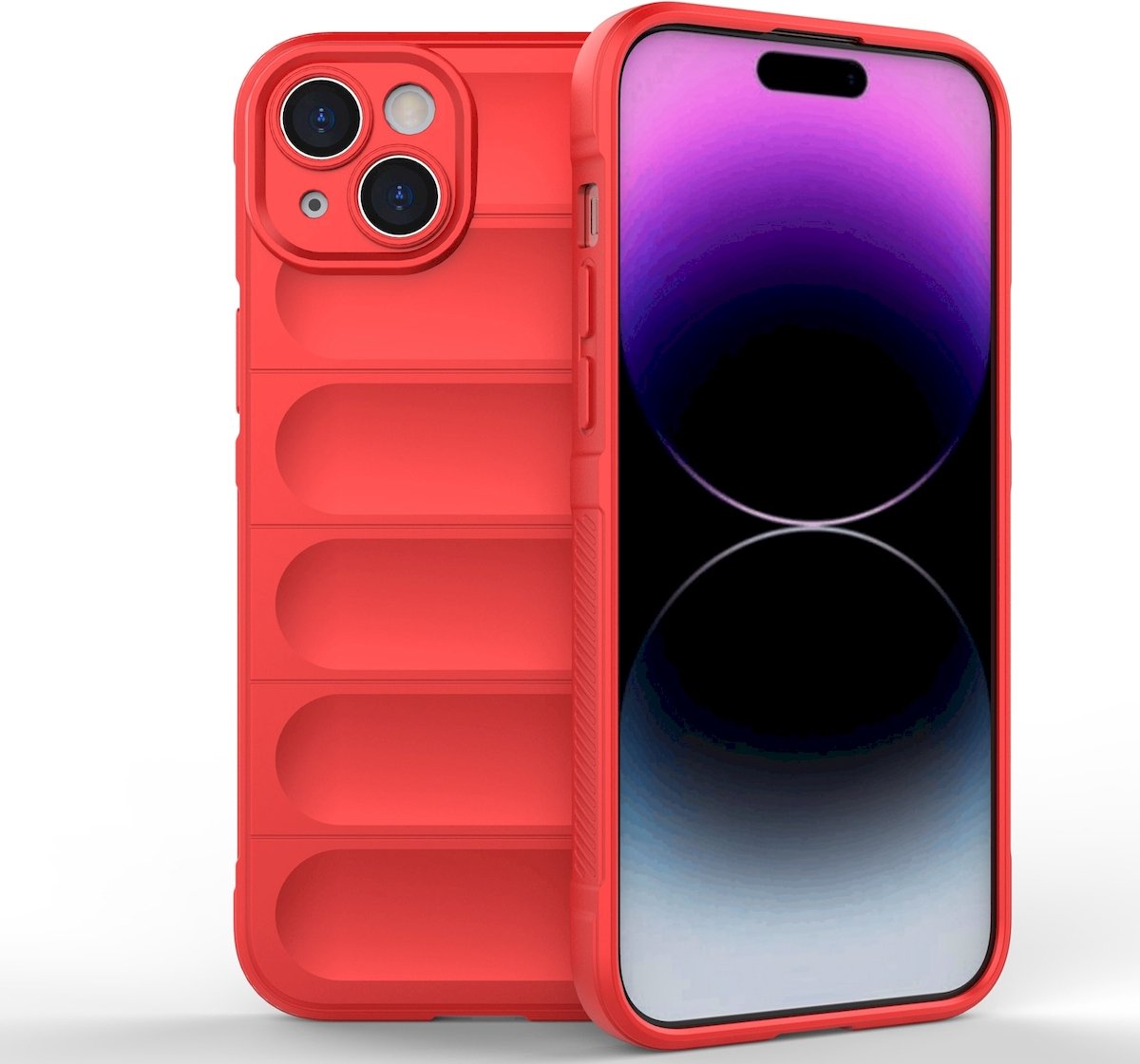 Mobigear Hoesje geschikt voor Apple iPhone 15 Plus Telefoonhoesje Flexibel TPU | Mobigear Bumpy Backcover | iPhone 15 Plus Case | Back Cover - Rood