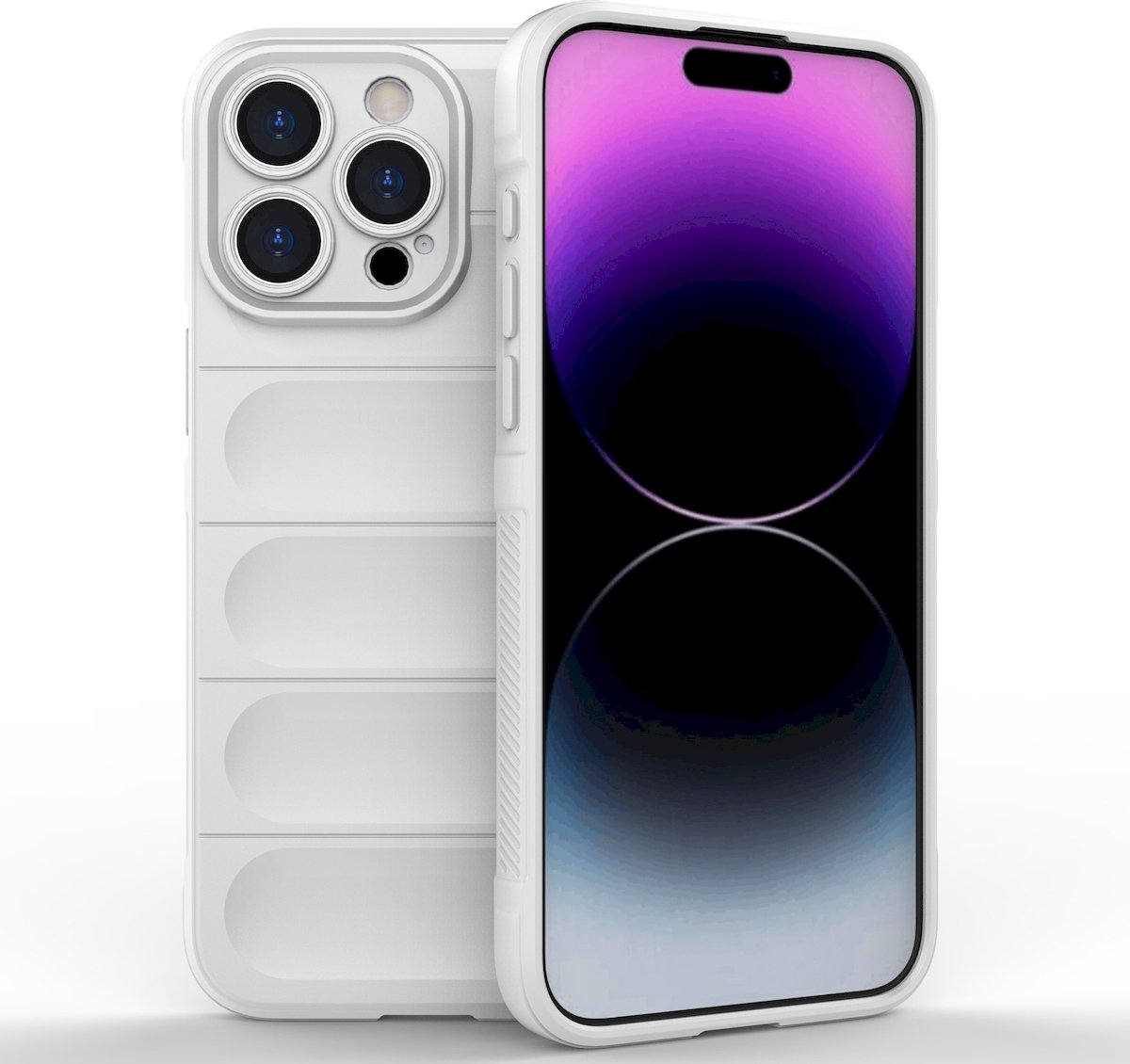 Mobigear Hoesje geschikt voor Apple iPhone 15 Pro Max Telefoonhoesje Flexibel TPU | Mobigear Bumpy Backcover | iPhone 15 Pro Max Case | Back Cover - Wit