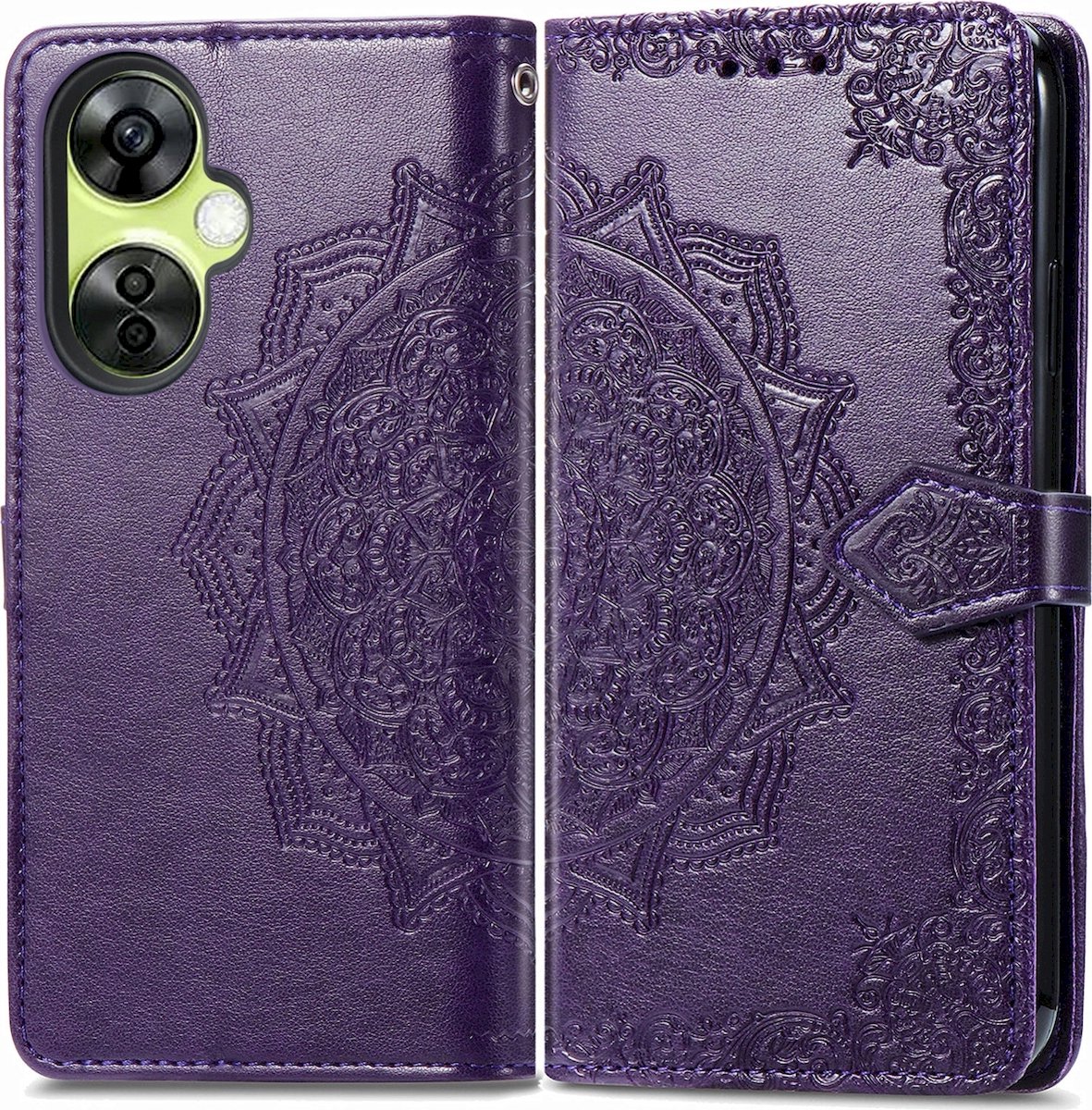 Mobigear Telefoonhoesje geschikt voor OnePlus Nord CE 3 Lite 5G Hoesje | Mobigear Dreamcatcher Bookcase Portemonnee | Pasjeshouder voor 3 Pasjes | Telefoonhoesje voor Pinpas / OV Kaart / Rijbewijs - Paars