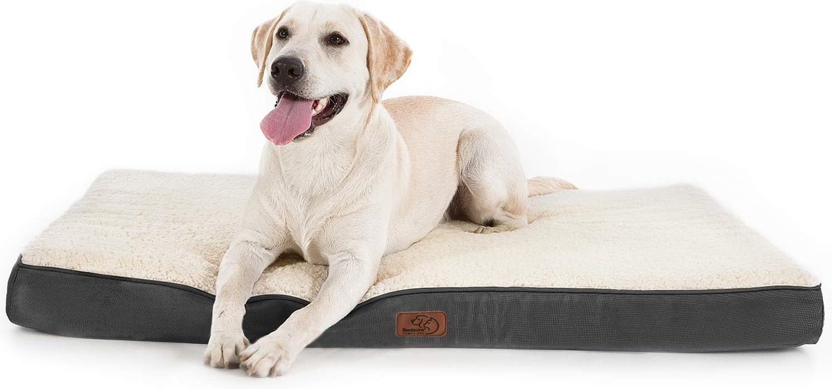 Orthopedisch hondenbed voor grote honden – 112x81x7,6cm hondenkussen pluizige hondenmat wasbaar hondenmatras in grijs voor grote honden