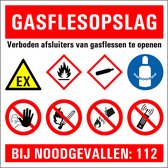 Gasflesopslag verboden te openen bord - dibond met boorgaten 400 x 400 mm