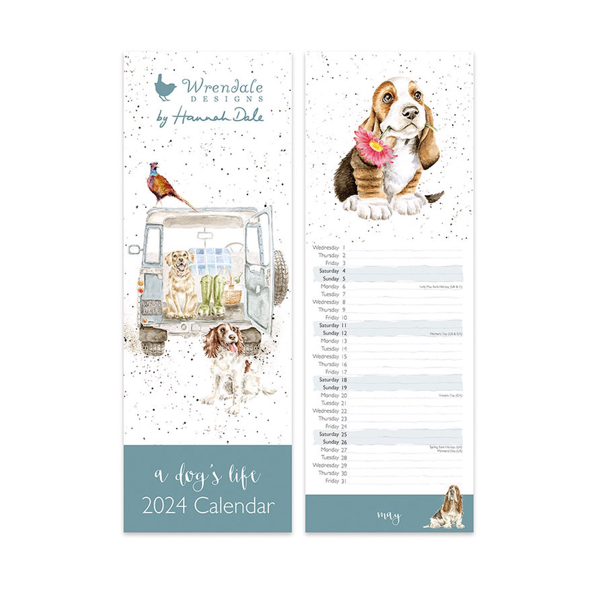 Kalender 2024 - Slim - A Dog's Life - Wrendale Designs - Wandkalender Honden