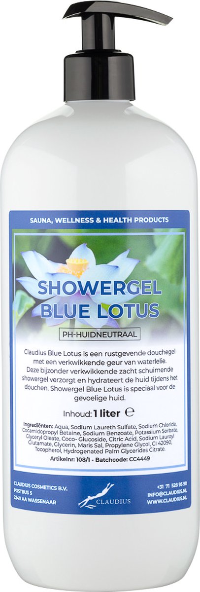 Goedkoopste Claudius Douchegel Blue Lotus 1 liter - met gratis pomp - Showergel