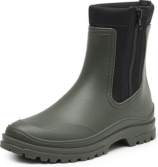 Groene Gevavi dameslaars van pvc en neopreen met ritssluiting.
