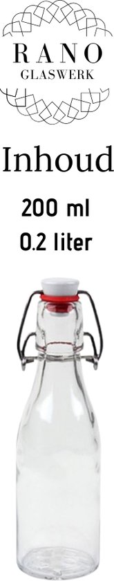 RANO - 24x beugelfles 200ml | porseleinen dop | Luchtdicht | fles met beugelsluiting | beugelflessen | weckfles | inmaakfles | sapfles | glazen flesjes met dop | decoratie