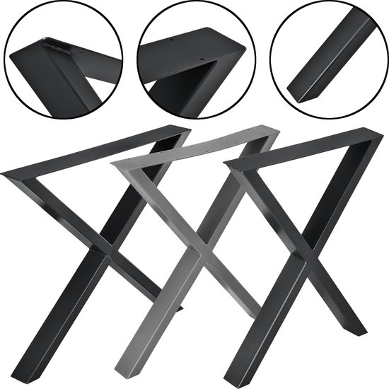 Stalen X Tafelpoten Lilian - Set van 2 - Meubelpoot - 59x72 cm - Zwart ...