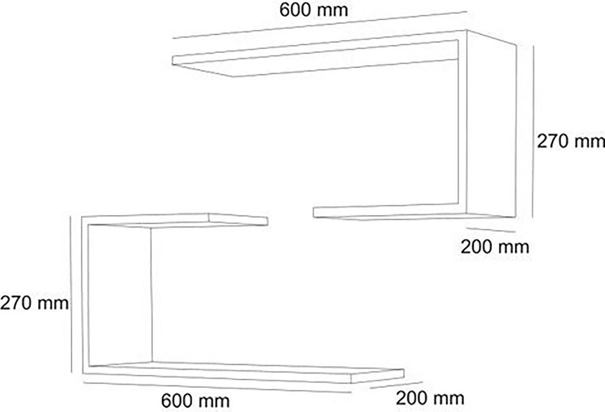 Wandplank Klasina - Set van 2 Planken - Zwart - Spaanplaat - Stijlvol Design