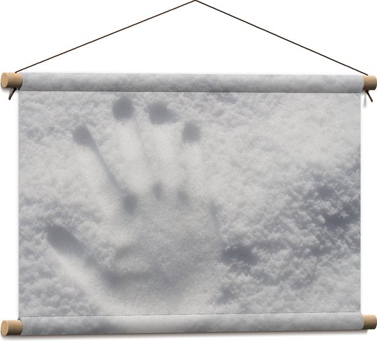 Textielposter - Handafdruk - Hand - Sneeuw - Koud - 60x40 cm Foto op Textiel