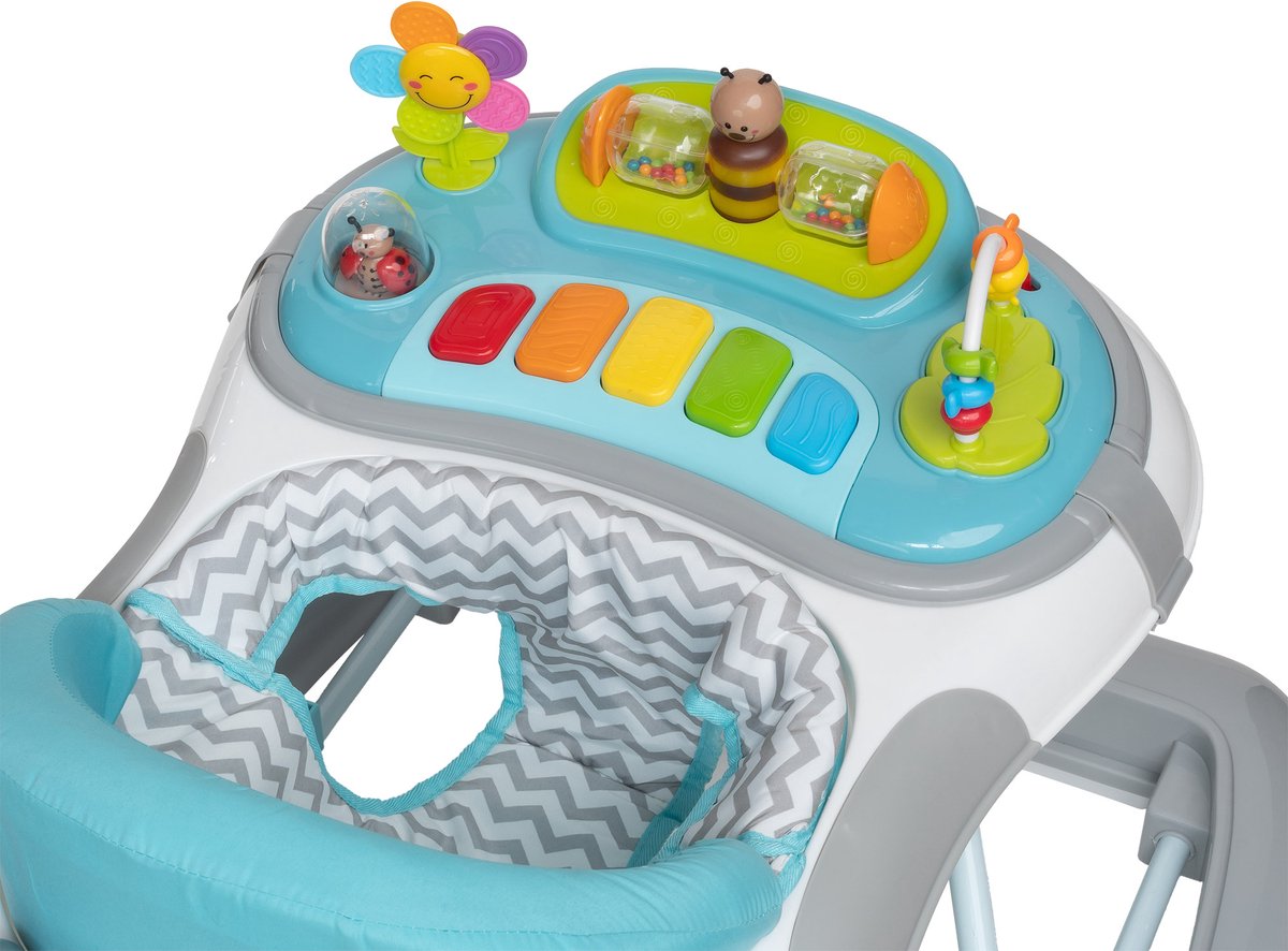 ib style® Loopstoel Babywalker - Baby Loopwagen - Looptrainer - Speelset en Dienblad - Schommelfunctie - Muziekfunctie - Little Wave - Mint – foto 3