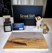GreatGift® - Meteoriet Cadeau pakket - Met Echte Meteoriet- Al Haggounia 001 - Met meteoriet stof en Astronaut