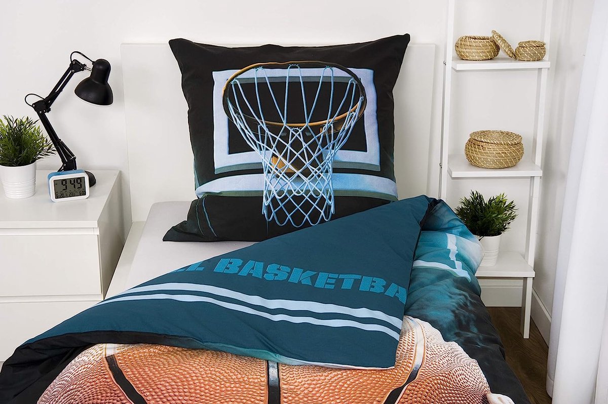 Herding YOUNG COLLECTION Parure de Lit Réversible, Basketball, Housse de Couette 135 x 200 cm