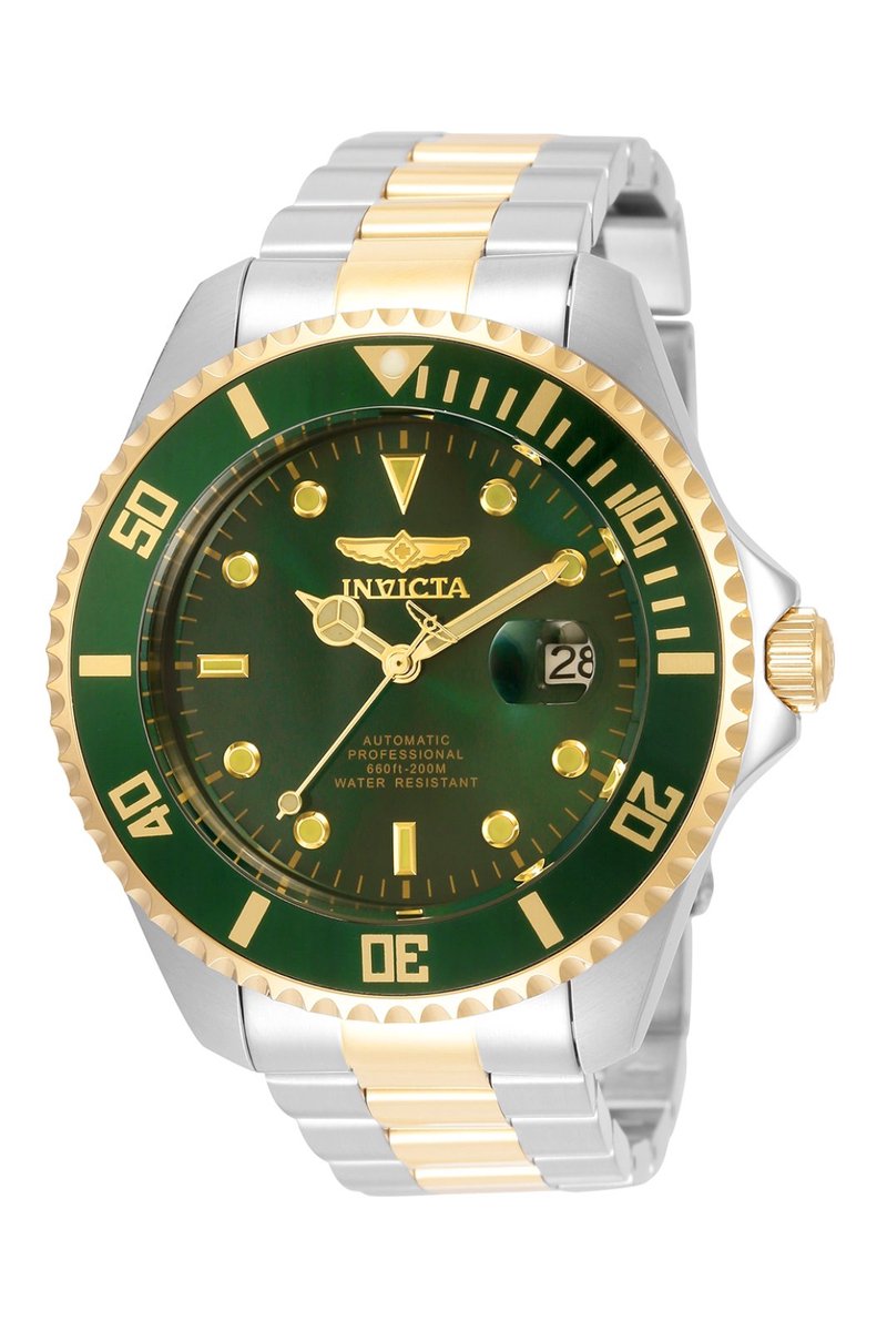 Invicta Pro Diver 35727 Heren Horloge - Waterdicht - Analoog - Automatisch Uurwerk - Roestvrij Staal met groene Wijzerplaat - 47mm