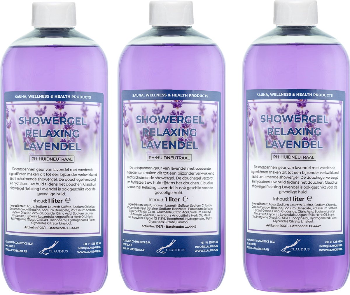 Goedkoopste Claudius Douchegel Relaxing Lavendel 1 liter - set van 3 stuks - Showergel