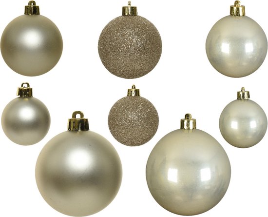 Christmas Goods kerstballen mix kunststof 25 stuks champagne 16 cm kopen