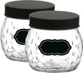 Pot de conservation/pot de conservation Mora - 4x - 1L - verre - noir - avec étiquettes