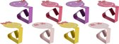 Decoris tafelkleedklemmen - 8x - smileys - roze - ijzer - 7 x 5 cm