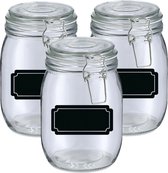 Weckpotten/inmaakpotten - 6x - 1L - glas - met beugelsluiting - incl. etiketten
