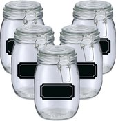 Weckpotten/inmaakpotten - 10x - 1L - glas - met beugelsluiting - incl. etiketten
