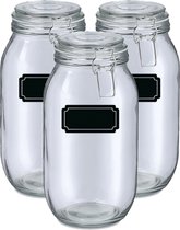 Weckpotten/inmaakpotten - 6x - 2L - glas - met beugelsluiting - incl. etiketten