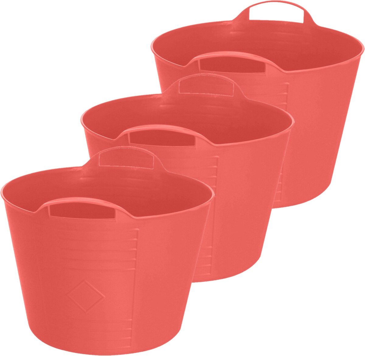 Goedkoopste Excellent Houseware Flexibele emmer - 3x - rood - 15 liter - kunststof - 35 x 29 cm