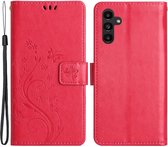 Coverup Bloemen & Vlinders Book Case - Geschikt voor Samsung Galaxy A54 Hoesje - Roze