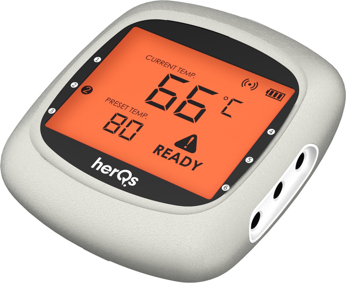 HerQs - EasyBBQ pro - BBQ thermometer – Keuken thermometer, barbecue, digitale, kerntemperatuur, vleesthermometer, Bluetooth, app, draadloos, thermometer - HerQs