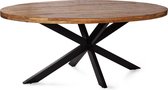 Zita Home Table à manger ovale 180cm bois de manguier pied matrice métal noir - plateau épaisseur 6cm - largeur 90cm