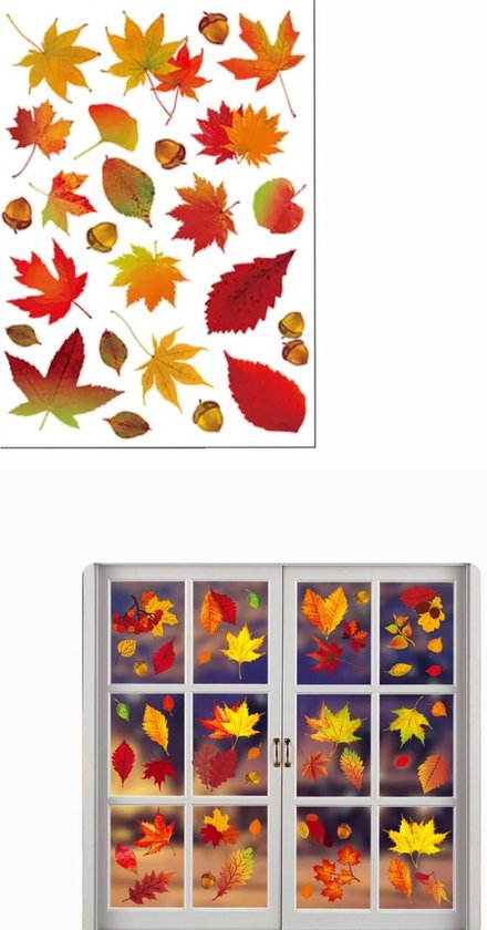 Foto: Akyol herfst stickers herfst sticker raamsticker raamsticker voor kerst herfst decoratie leuke raam decoratie herfst decoratie herfst versiering stickers voor op je raam blaadjes bladeren