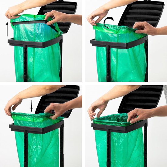 Support sac poubelle, Support sac poubelle jusqu'à 120 litres, grand  couvercle,... | bol