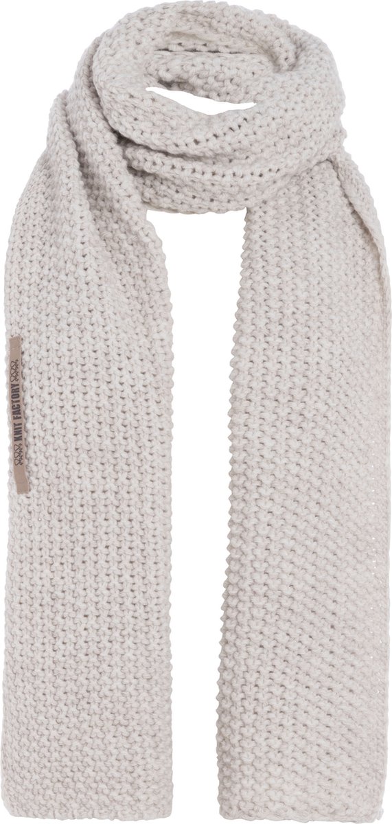 Knit Factory Carry Gebreide Sjaal Dames & Heren - Warme Wintersjaal - Grof gebreid - Langwerpige sjaal - Wollen sjaal - Heren sjaal - Dames sjaal - Unisex - Beige - 200x35 cm
