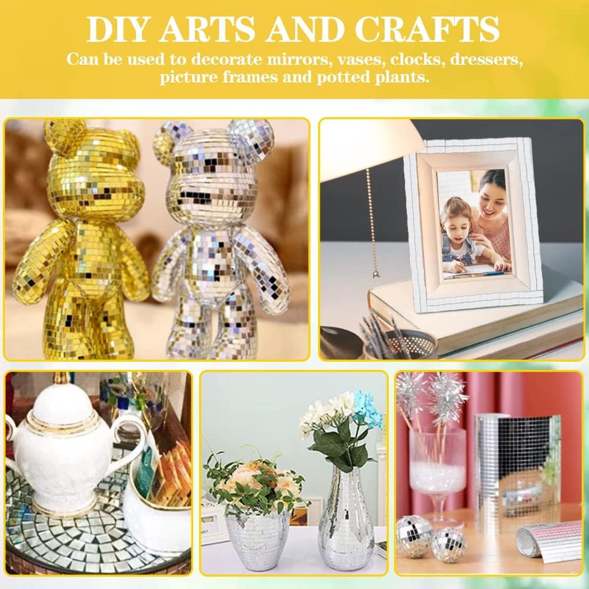 Autocollant Mini Verre Carré, Décoration Artisanat DIY Accessoire