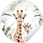 Muurstickers kinderkamer dieren - Behangcirkel jungle - Giraffe - Kinderen - Behangsticker - Zelfklevend behang - Rond behang - Ronde wanddecoratie - 100x100 cm - Muurdecoratie - Wandsticker - Muursticker